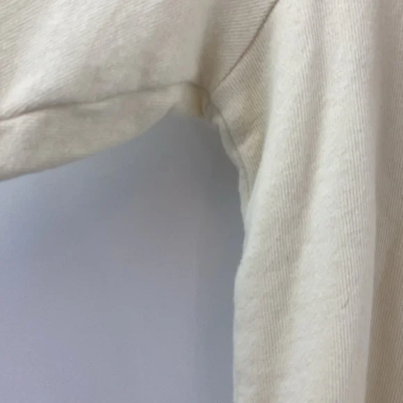 Cream Ruffle Trim Long Sleeve Sweater Top Dress up or down Size S 100% Cotton - Picture 3 of 12